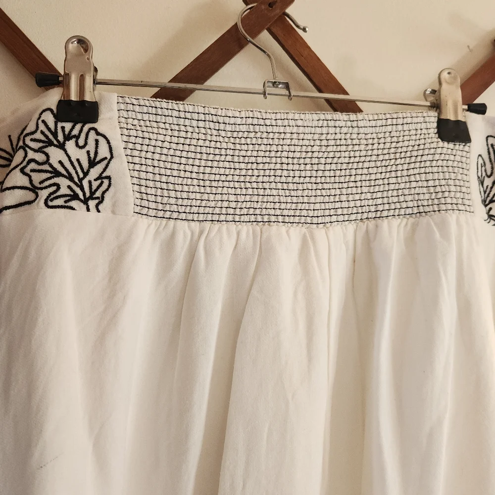 Nwt Free People Lotus Two Piece Set White Blue Embroidered Maxi Skirt Large L - Picture 8 of 13